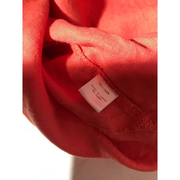 For Cynthia Orange Linen Top Size Large Sleeveless Collared Office Chic - Picture 4 of 5